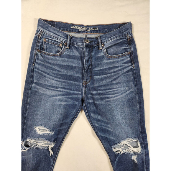 6 Short American Eagle Jeans Womens Hi-Rise Girlfriend Ripped Button Fly Distres - Picture 3 of 16